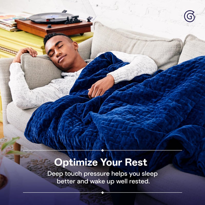 Gravity Weighted Blankets for Adults, 20lbs Navy (48" x 72", Twin/Single) - Heavy Comfort Cotton Blanket with Glass Beads - Utra-Soft Premium Breathable Microfiber Duvet Cover - Machine Washable - Image 2